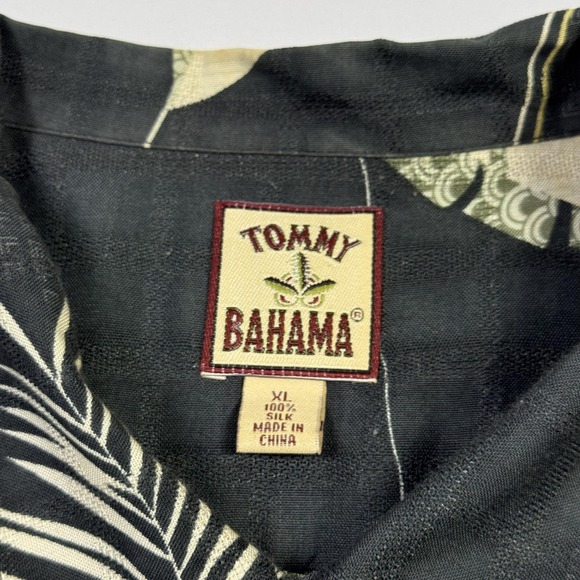 Tommy Bahama Shirt Mens XL Black Silk Hawaiian Palm Leaf Aloha Button Front - Picture 5 of 9